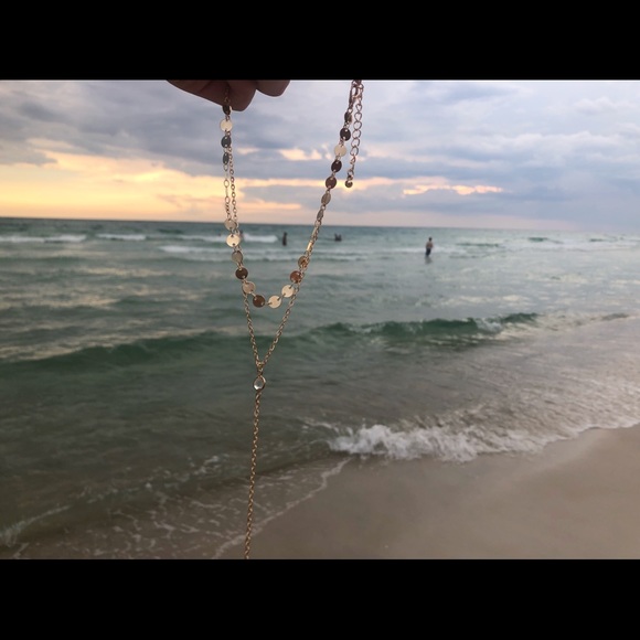 Gold choker necklace with crystal pendant - Picture 2 of 2
